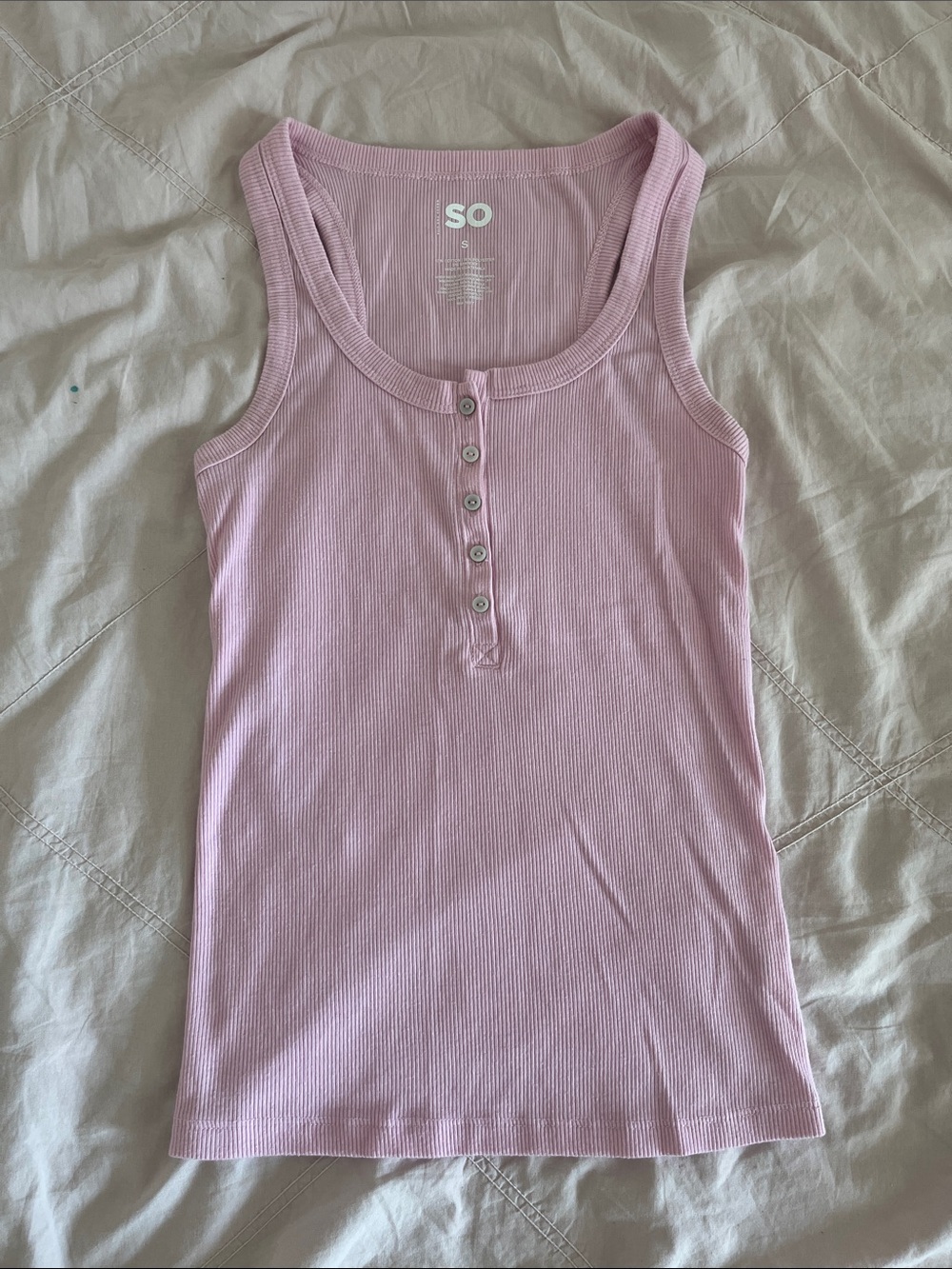 SO Ribbed Henley Tank in Soft Lilac